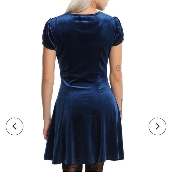 Blue Velvet Swiss Dot Yoke Dress - Picture 2 of 4